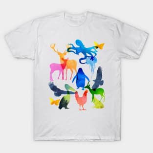 Abstract watercolor animals, rainbow colors T-Shirt